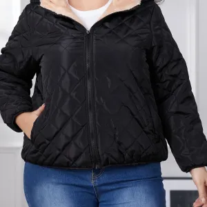 Lara | Plus size color block quilted jacket with hood