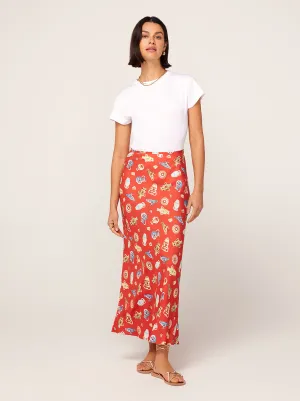 Layla Red Pottery Print Skirt