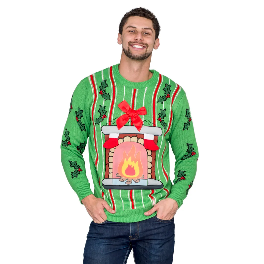 LED Fireplace Ugly Christmas Sweater