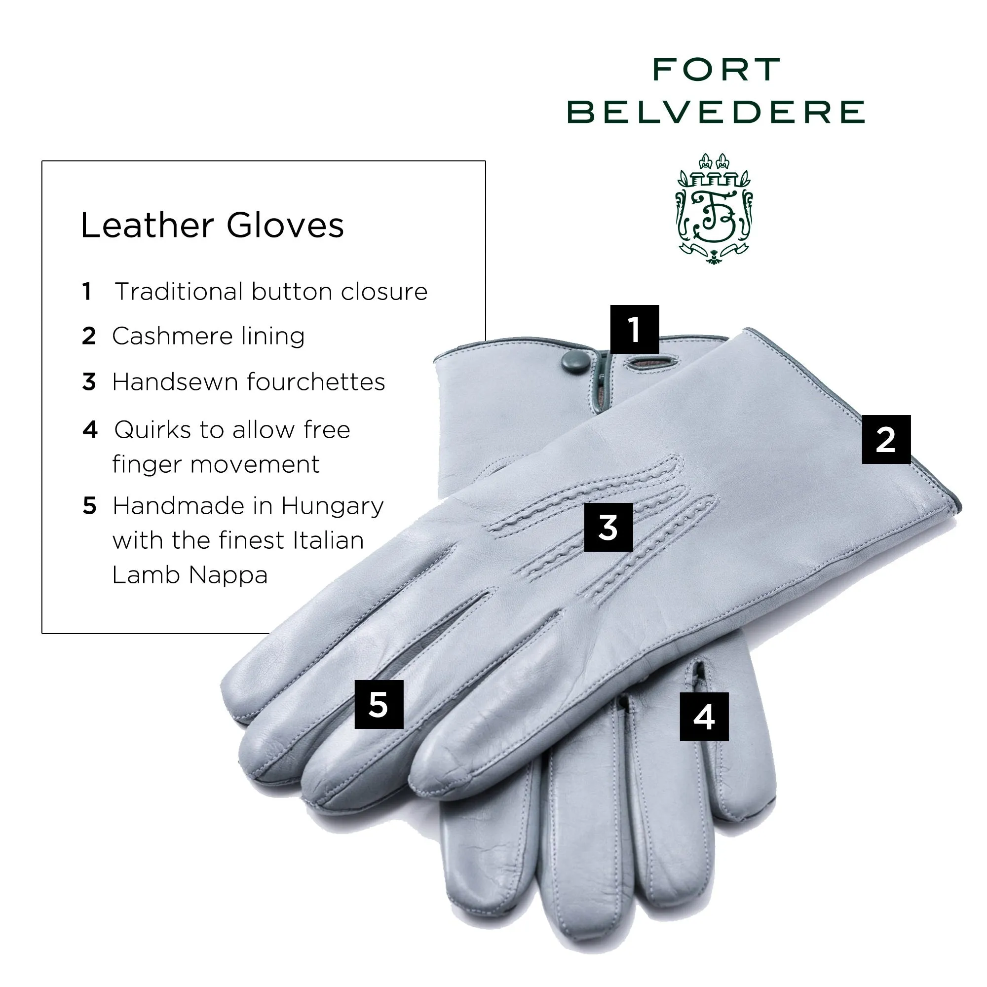 Light Gray Lamb Nappa Gloves