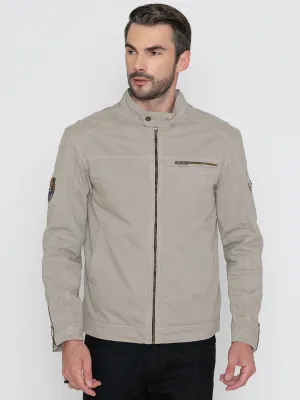 LIGHT GREY HARINGTON JACKET.