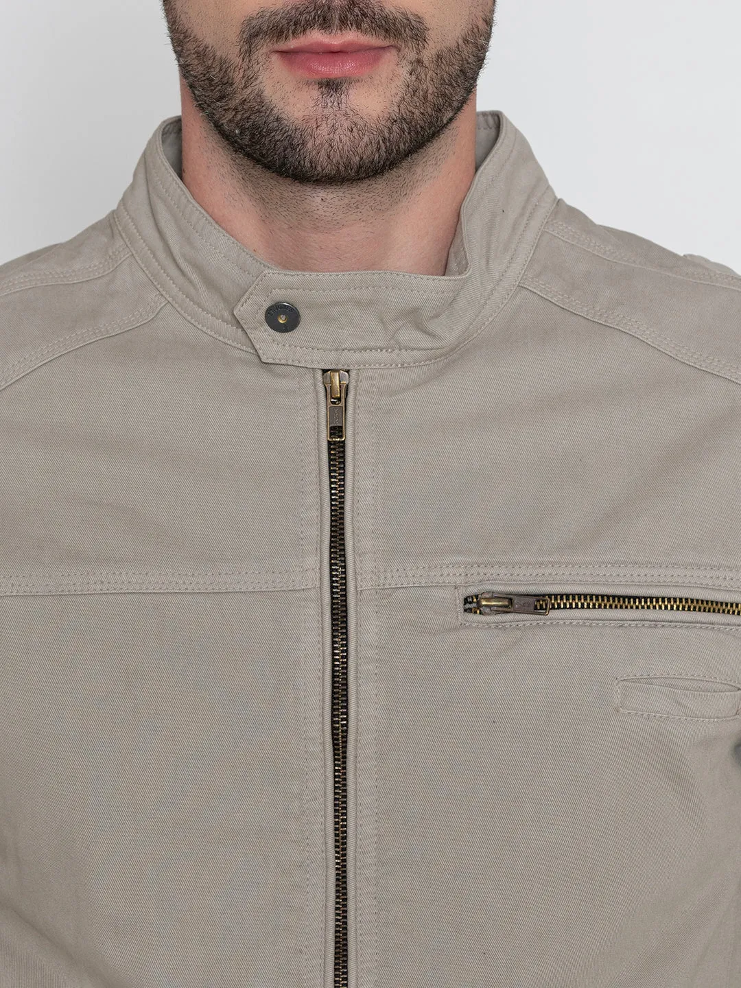 LIGHT GREY HARINGTON JACKET.