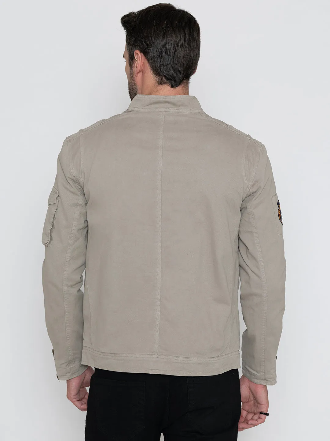 LIGHT GREY HARINGTON JACKET.