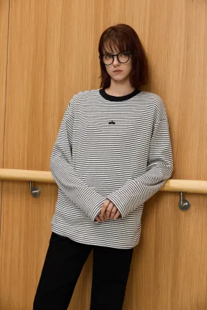 LILY Classic Striped Casual Pullover Crewneck Sweatshirt