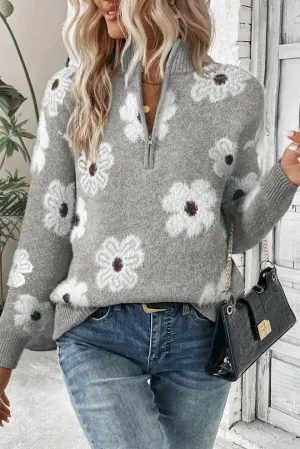 Maryann | Bloom Floral Half-Zip Sweater