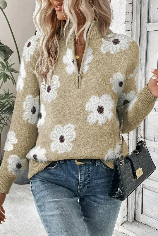 Maryann | Bloom Floral Half-Zip Sweater