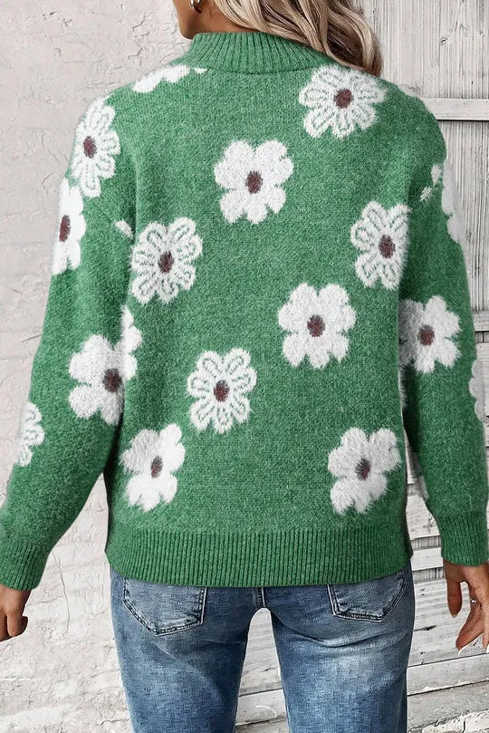 Maryann | Bloom Floral Half-Zip Sweater