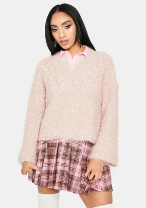 Mauve Dark Warm Thoughts Fuzzy Sweater