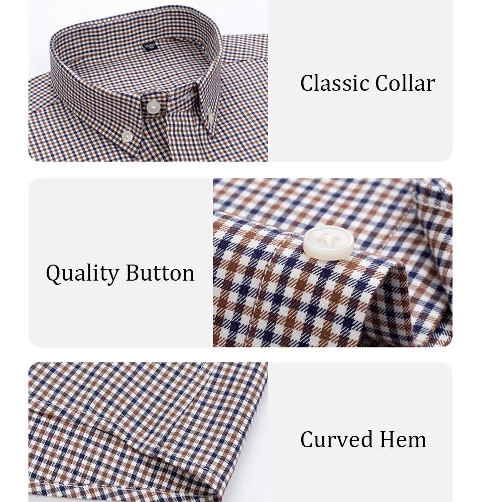 Men Plaid Cotton Casual Regular Fit Long Sleeve Button Down Dress Shirts | C2050