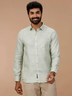 Men Pure Linen Checked Shirt Green - LS80