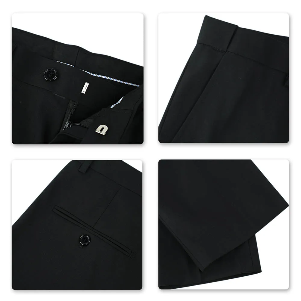 Men's Classic Slim Fit Stretch Flat Front Slacks Dress Pants Black