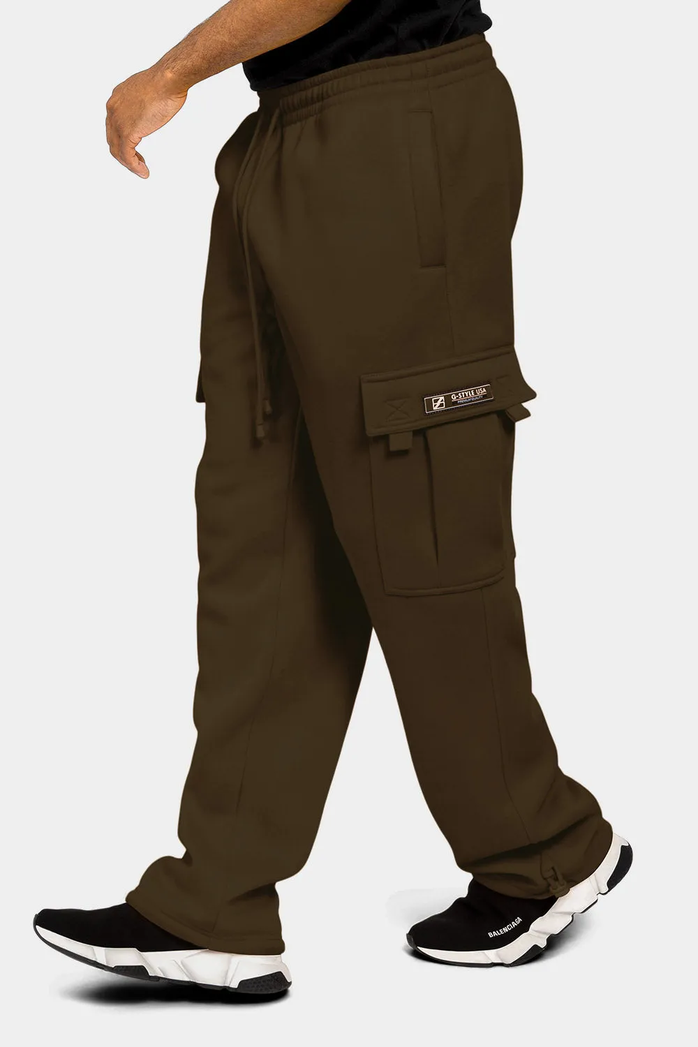 Men's Solid Fleece Heavyweight Cargo Sweat Pants