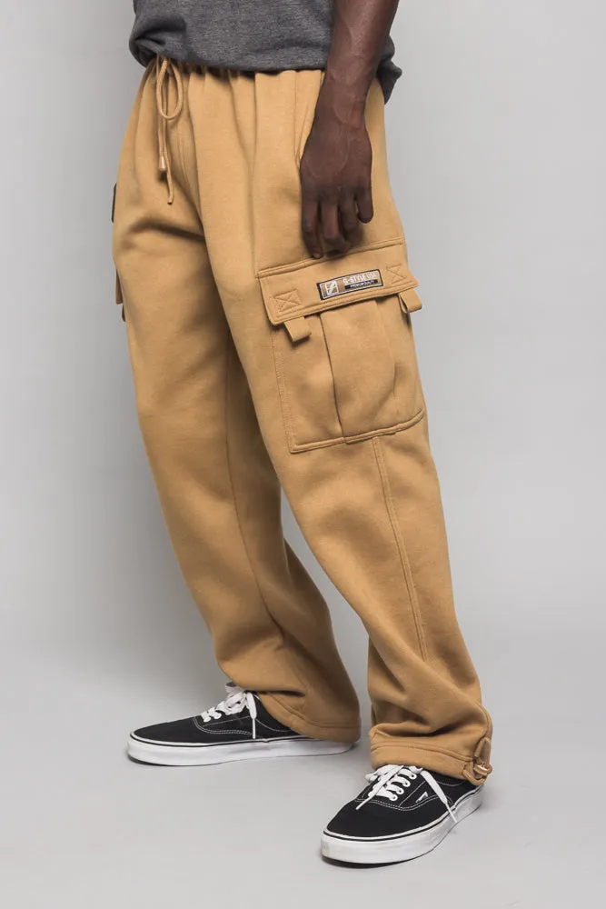 Men's Solid Fleece Heavyweight Cargo Sweat Pants