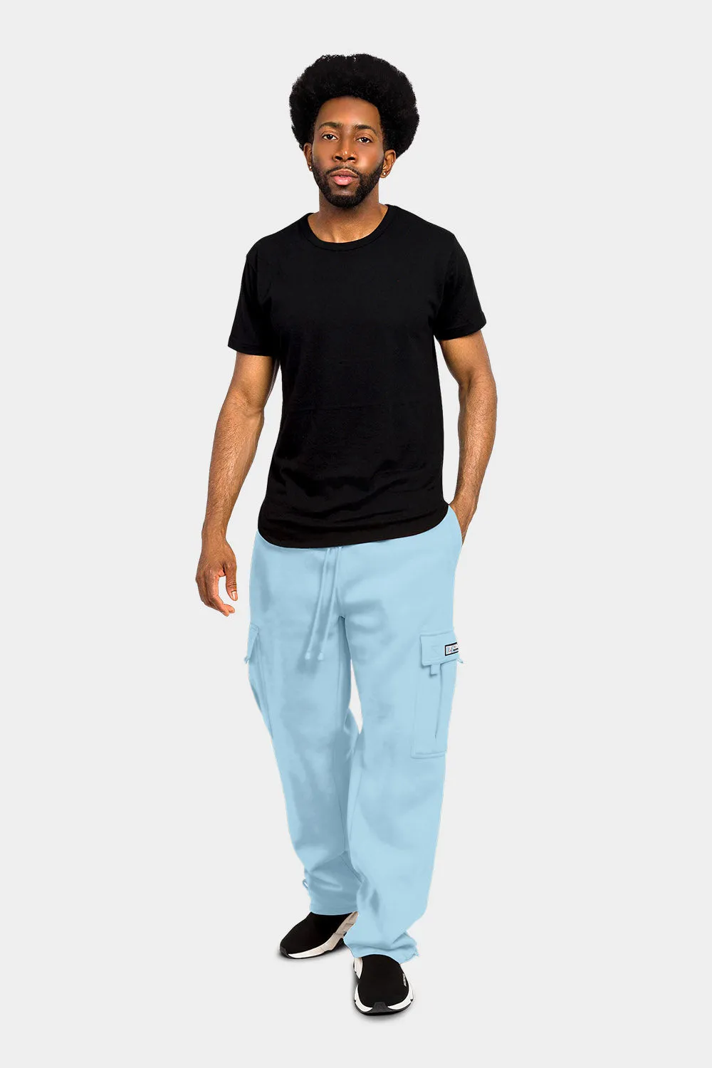 Men's Solid Fleece Heavyweight Cargo Sweat Pants