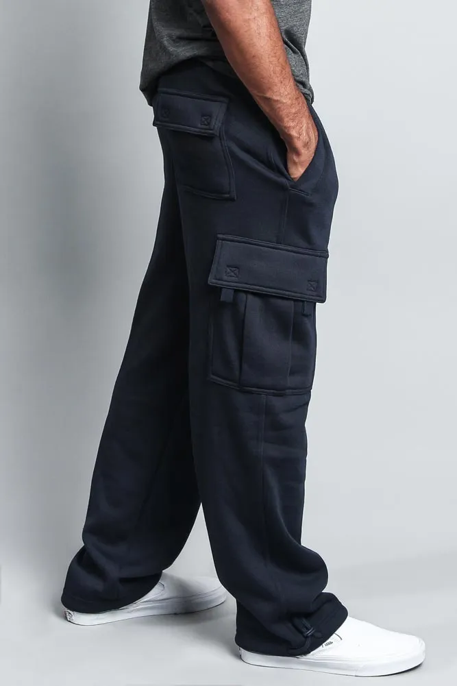 Men's Solid Fleece Heavyweight Cargo Sweat Pants