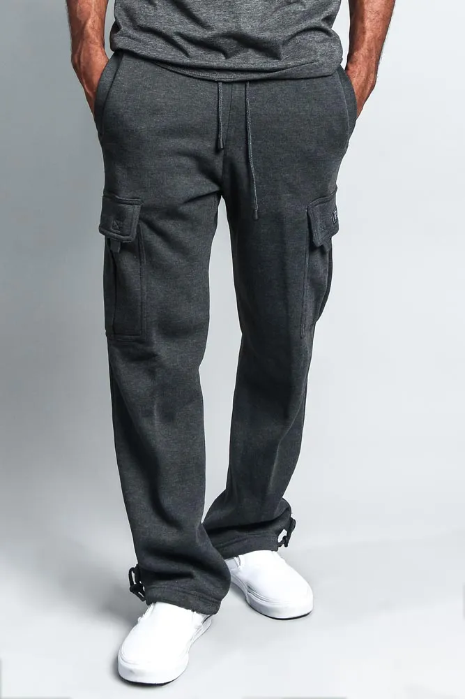 Men's Solid Fleece Heavyweight Cargo Sweat Pants