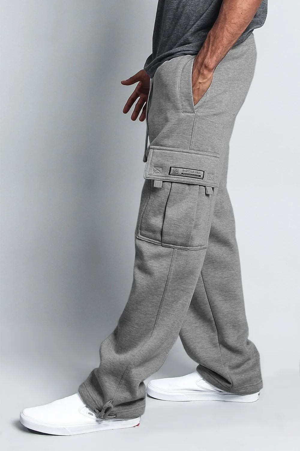 Men's Solid Fleece Heavyweight Cargo Sweat Pants