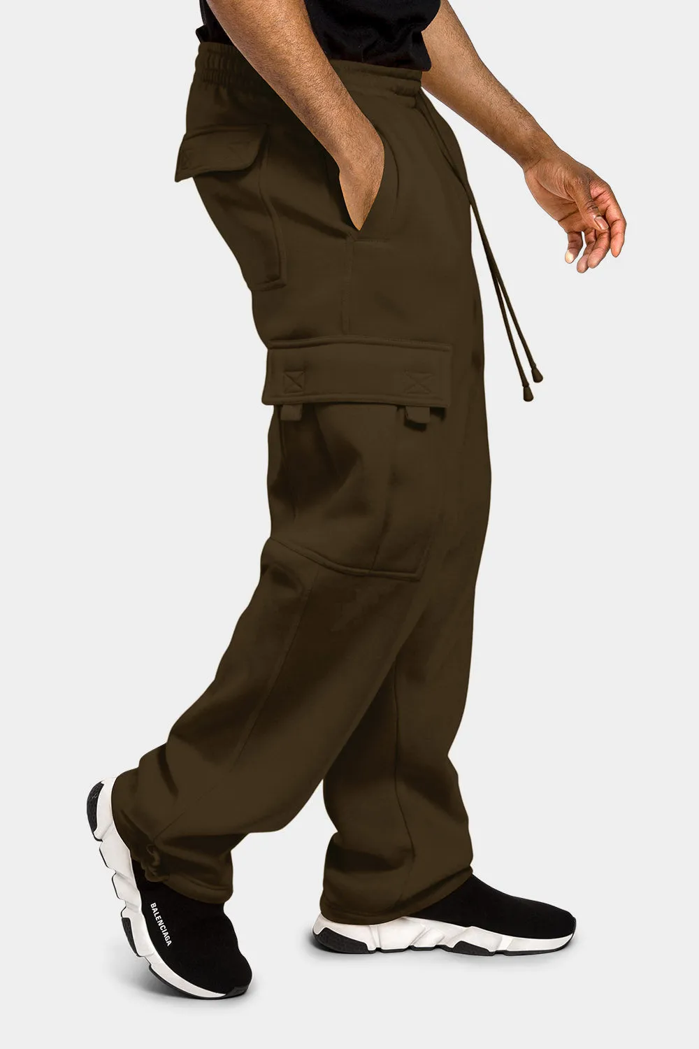 Men's Solid Fleece Heavyweight Cargo Sweat Pants