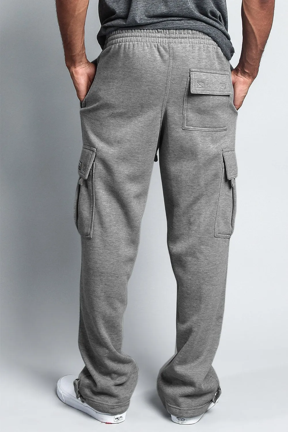 Men's Solid Fleece Heavyweight Cargo Sweat Pants