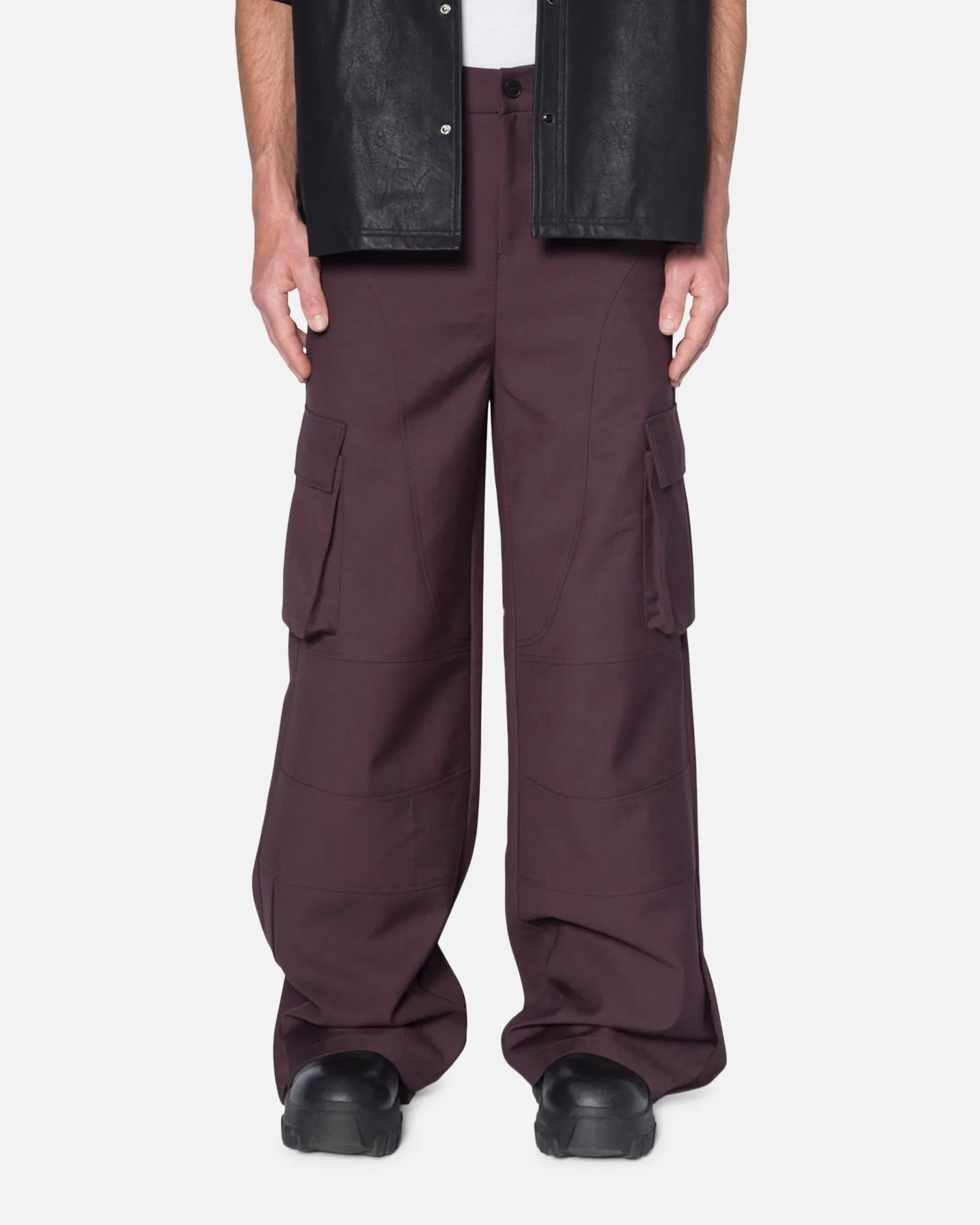 MNML Baggy Cargo Trouser Pants Burgundy