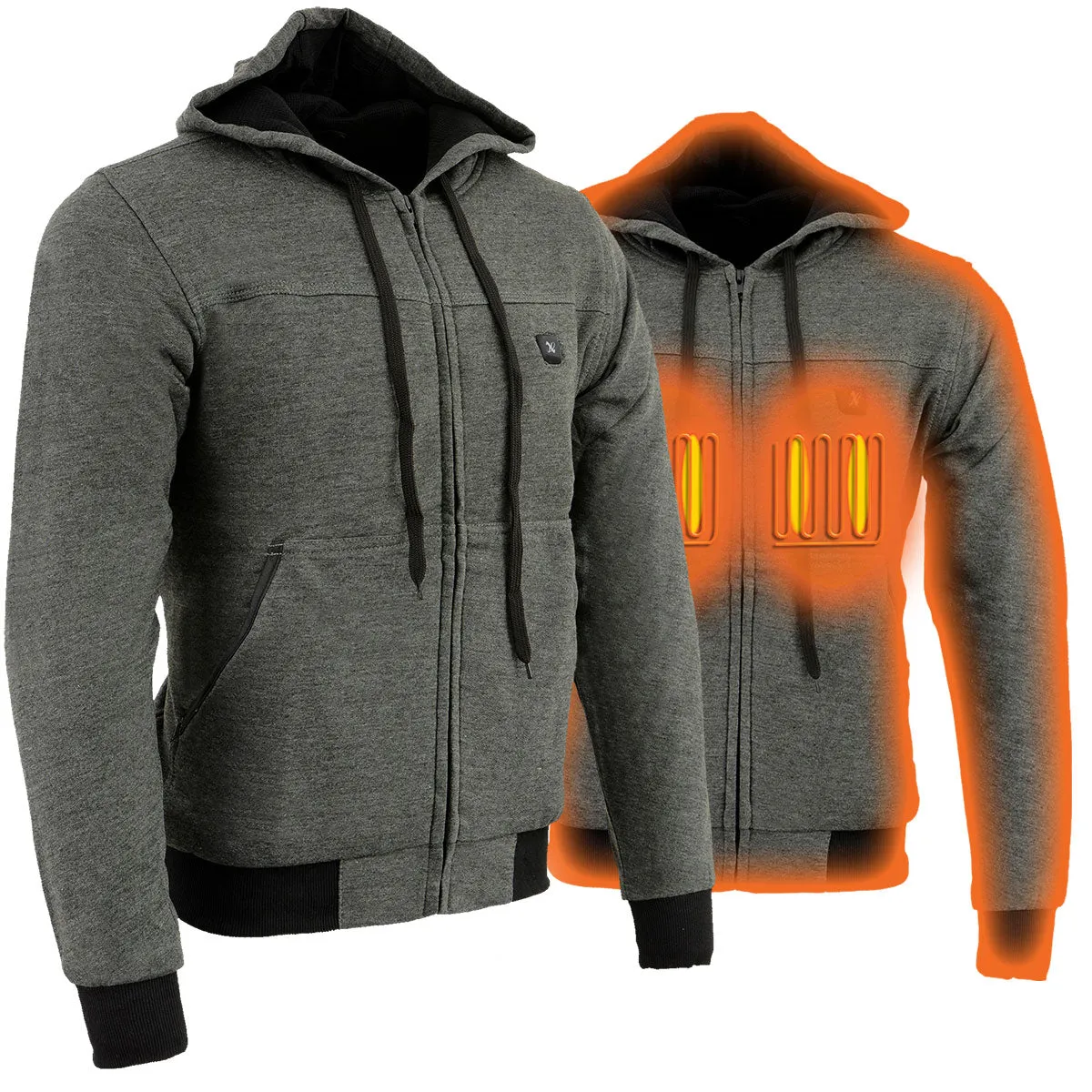 Nexgen Heat MPM1713SET Men's “Fiery’’ Heated Hoodie - Grey Zipper