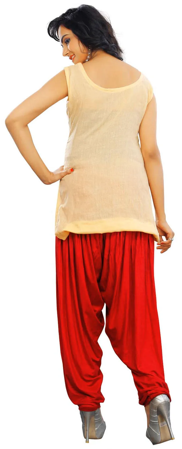 Patiala Baggy Pants Womens Harem Style India Clothing (Red)