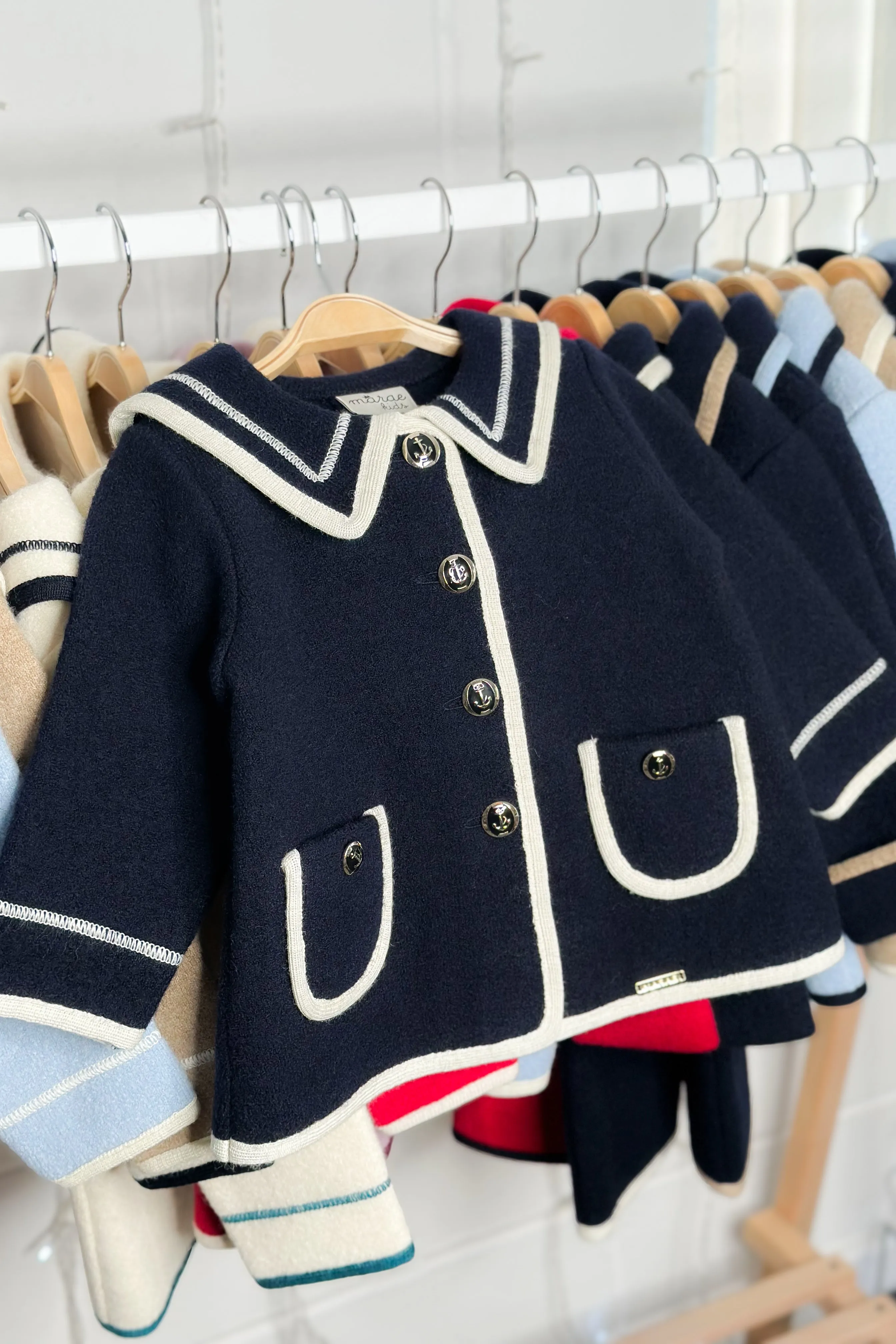 "Artemis" Navy & Ivory Merino Wool Sailor Jacket