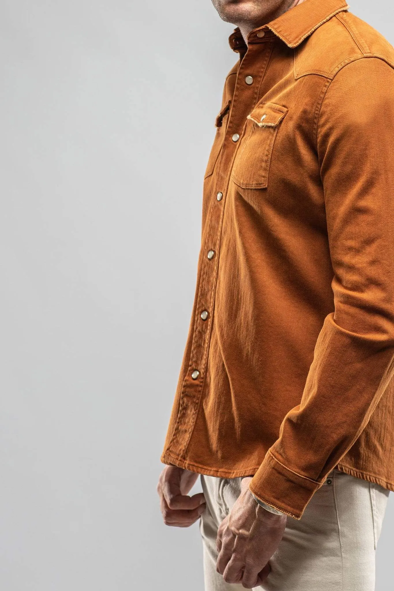 Ranger Colored Denim Snap Shirt In Ruggine