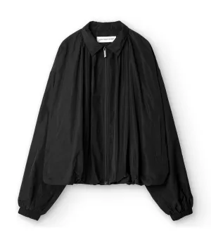 Ruched Bomber Jacket Black