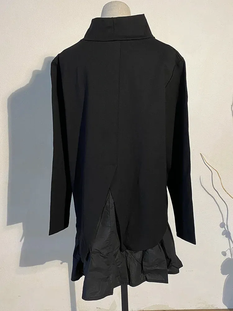 Sculptural Black Asymmetrical Ruffle Shirt