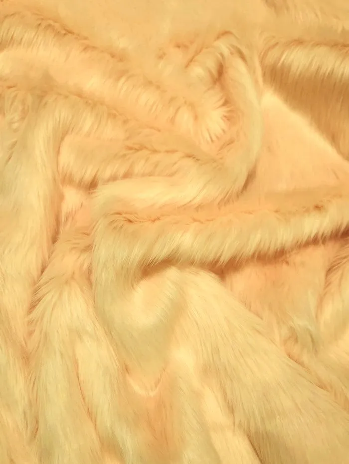 Sherbert Orange Solid Shaggy Long Pile Faux Fur Fabric / Sold By The Yard