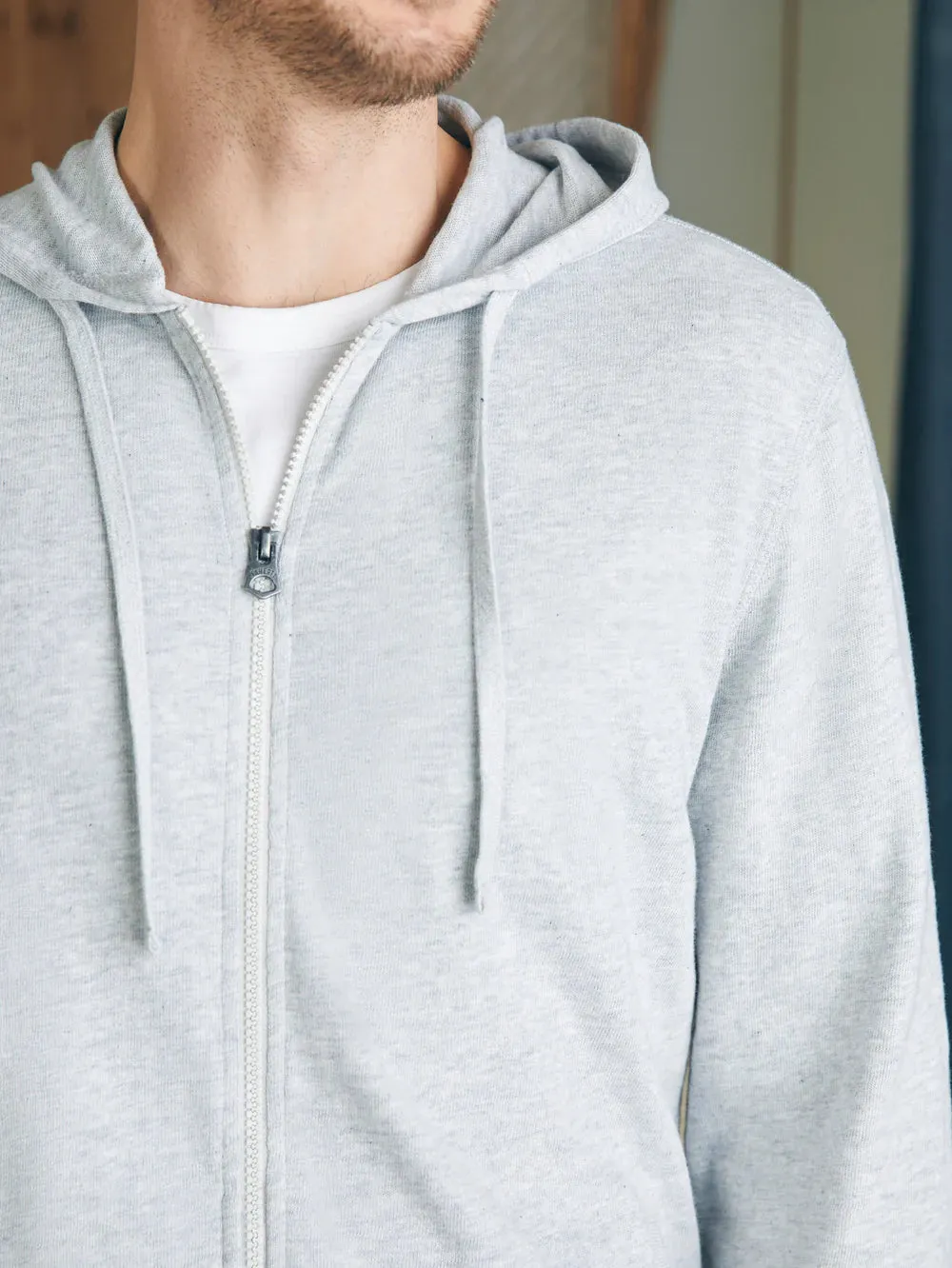 Sunwashed Slub Zip Hoodie - Light Grey Heather