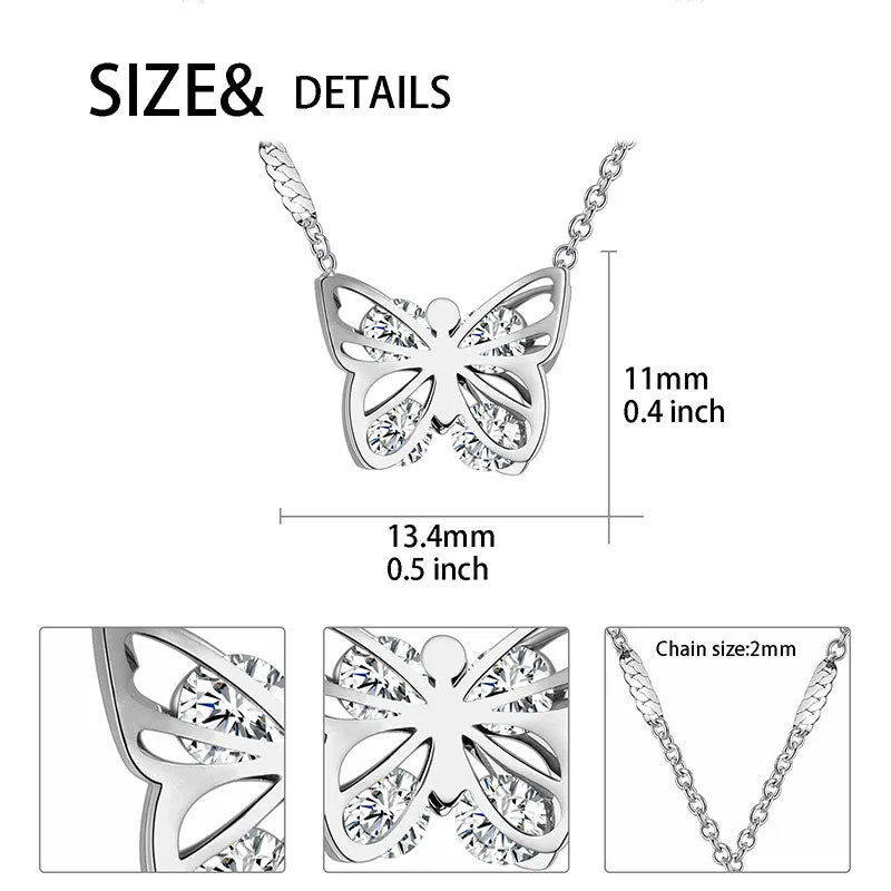 Tokyo Mart Butterfly Necklace for Women Girls Gift Jewelry Stainless Steel