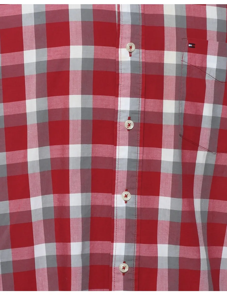 Tommy Hilfiger Grey & Red Checked Shirt - L