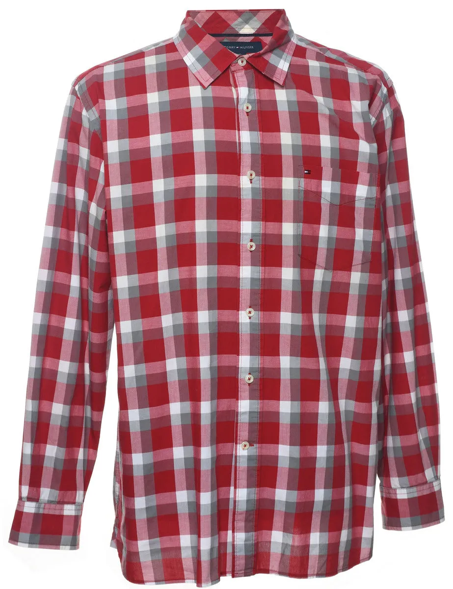 Tommy Hilfiger Grey & Red Checked Shirt - L