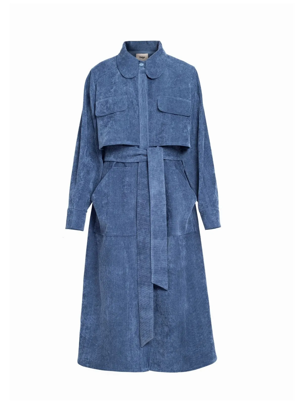 VELA coat dress - micro cord, blue