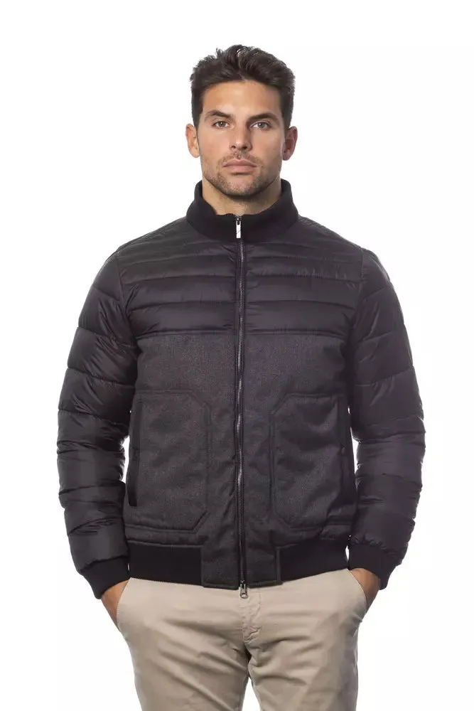 Verri Gray Polyester Men Bomber Jacket