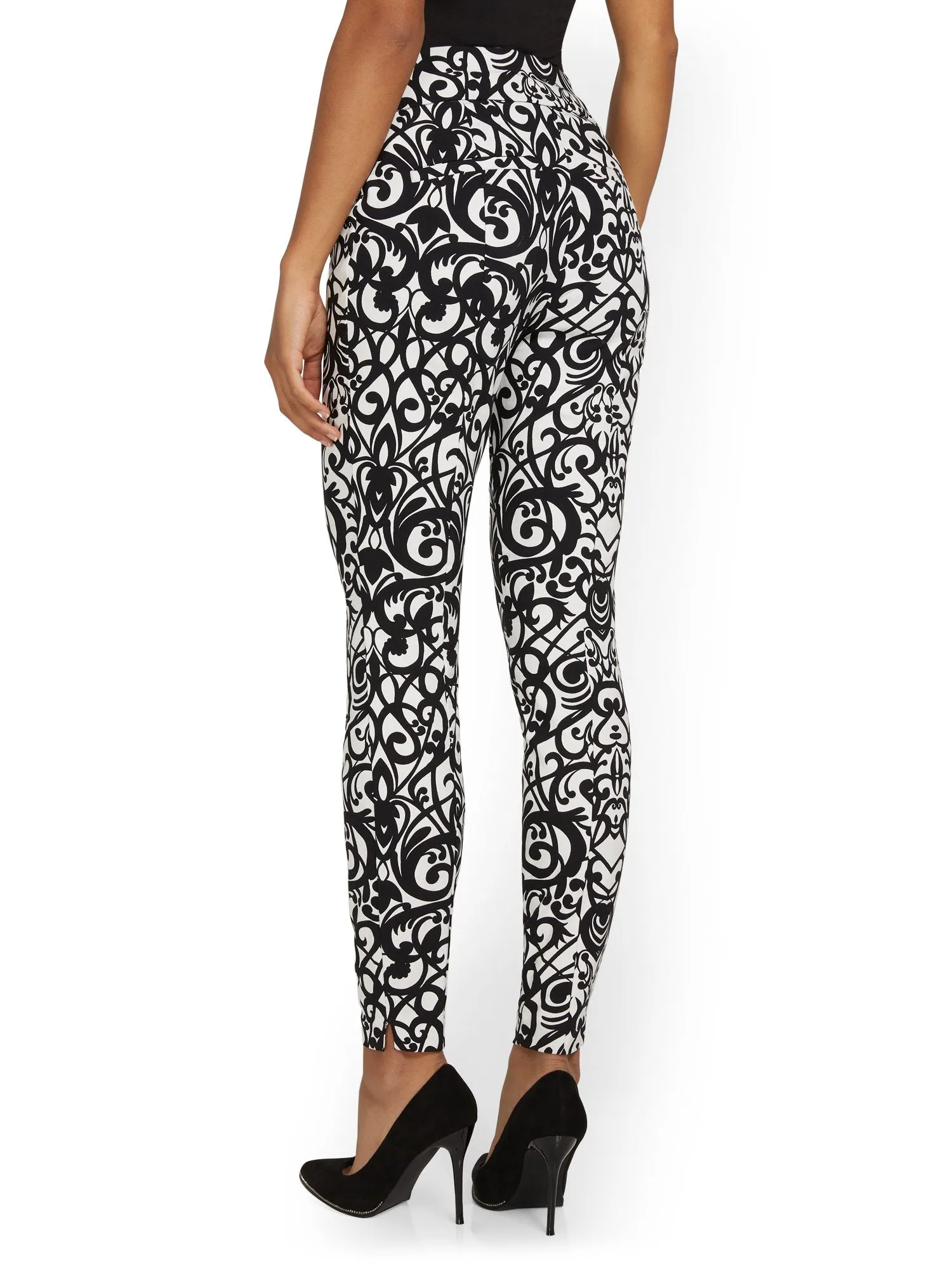 Whitney High-Waisted Pull-On Slim-Leg Pant - Jacquard