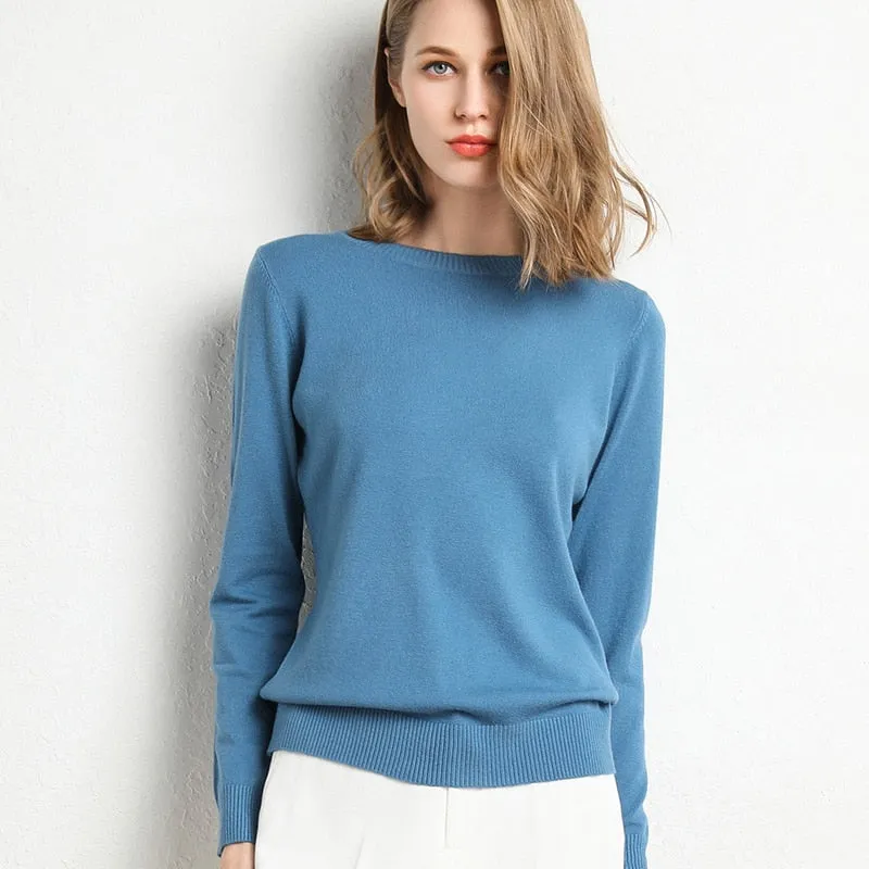 Winter Solid Round Neck Sweater