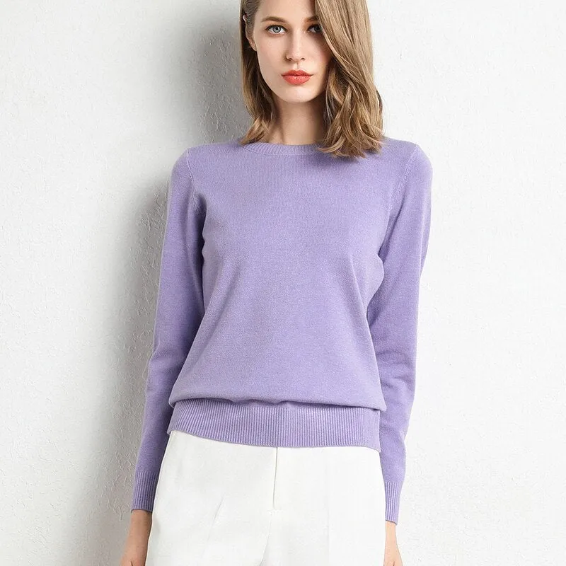 Winter Solid Round Neck Sweater