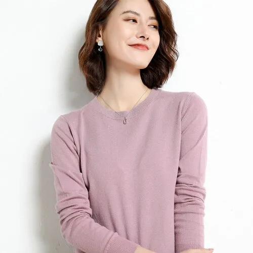 Winter Solid Round Neck Sweater