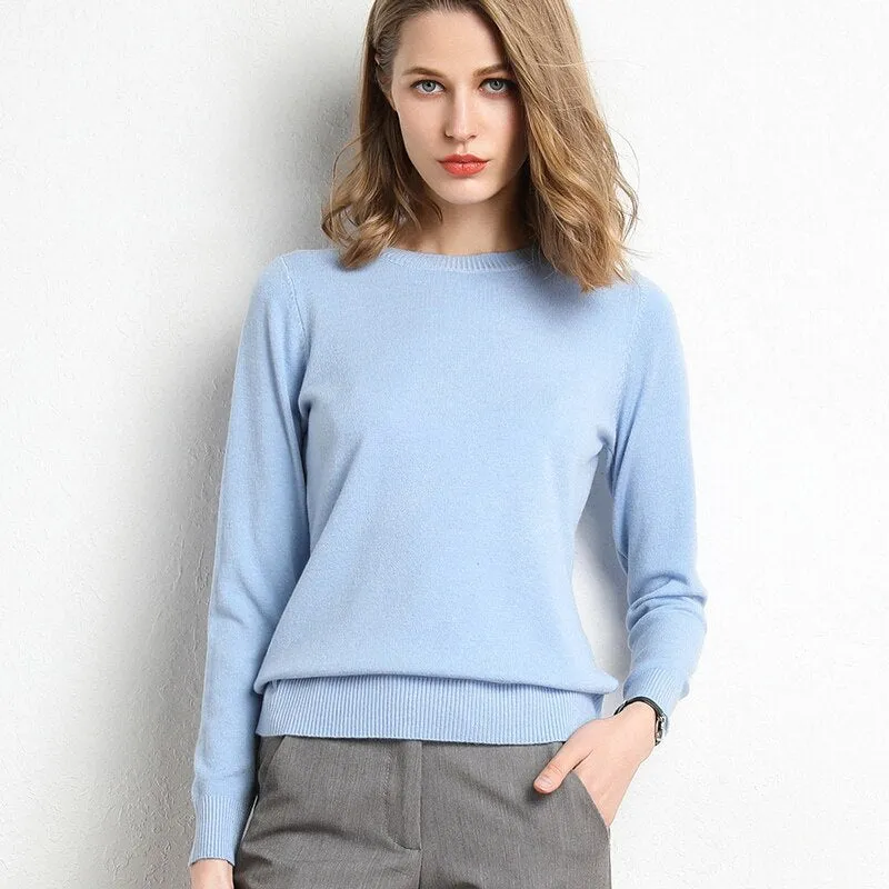 Winter Solid Round Neck Sweater