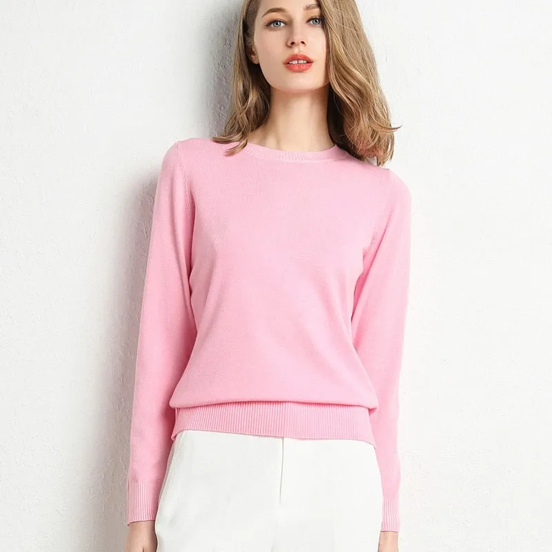 Winter Solid Round Neck Sweater