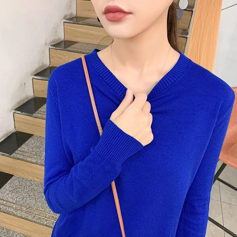 Winter Solid Round Neck Sweater