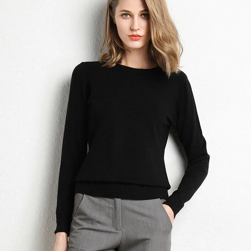 Winter Solid Round Neck Sweater