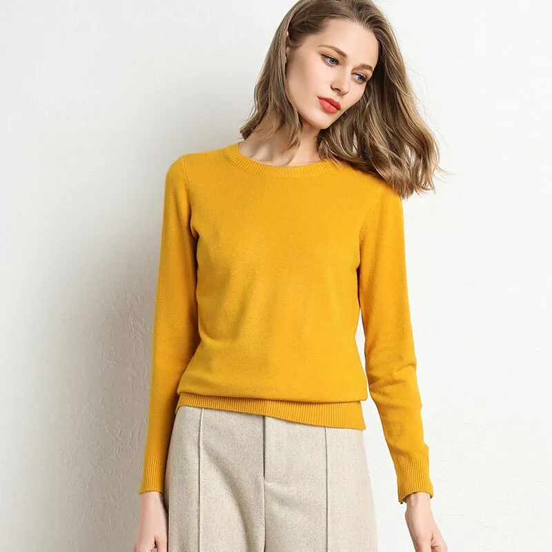 Winter Solid Round Neck Sweater