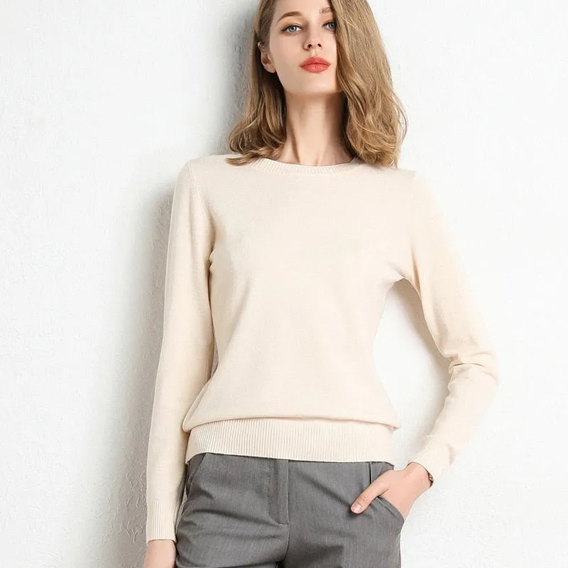 Winter Solid Round Neck Sweater