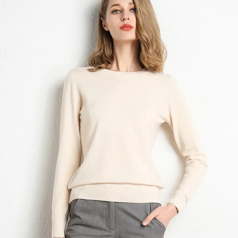 Winter Solid Round Neck Sweater