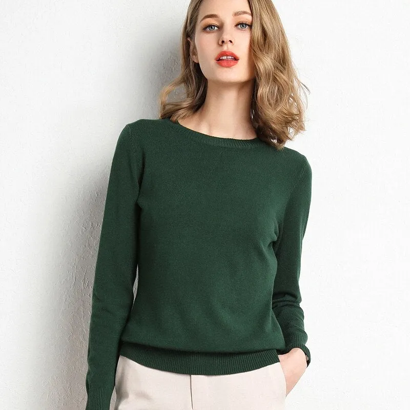 Winter Solid Round Neck Sweater