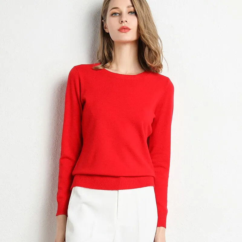 Winter Solid Round Neck Sweater